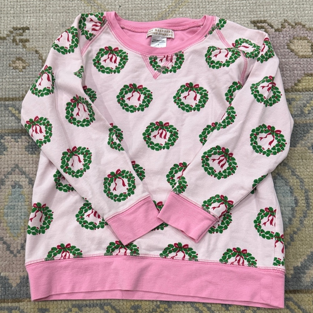The Beaufort Bonnet Company Pink Wreath Sweatshirt